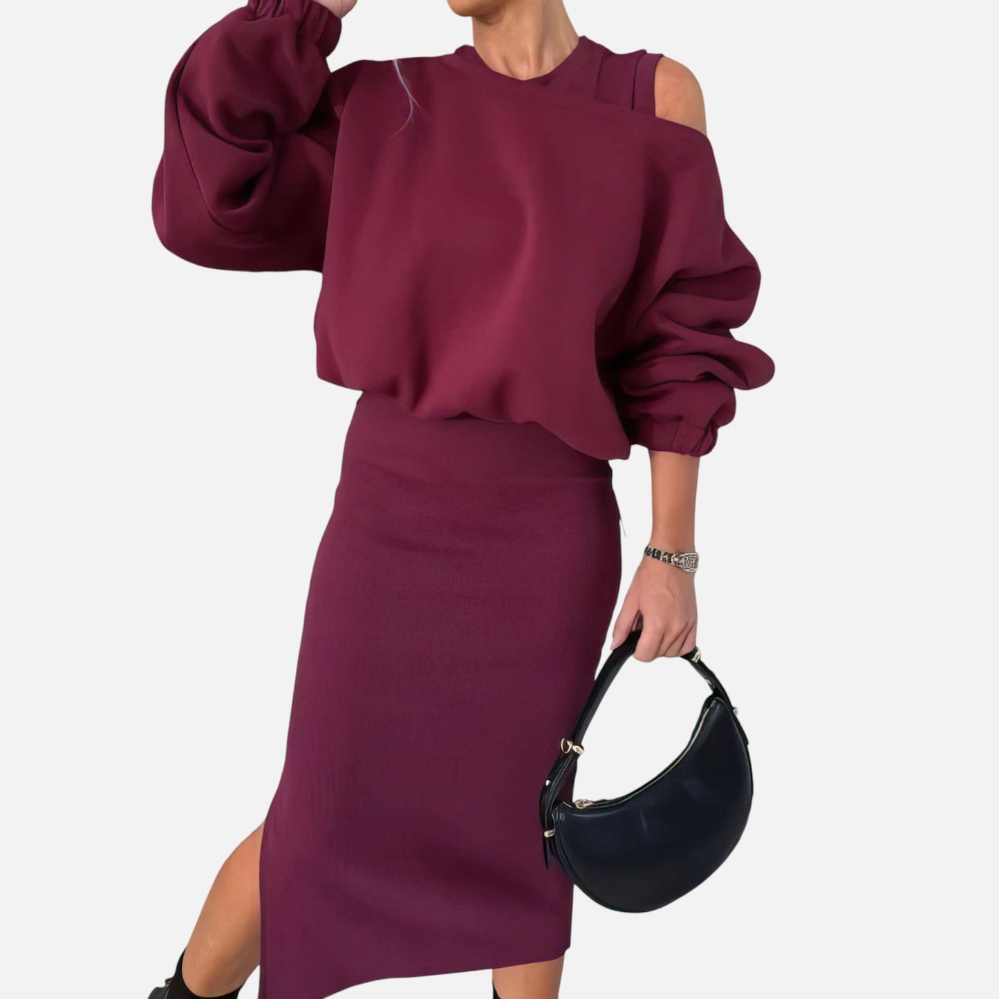 Aurélia Luxe | Ensemble Épaules Nues & Jupe Midi